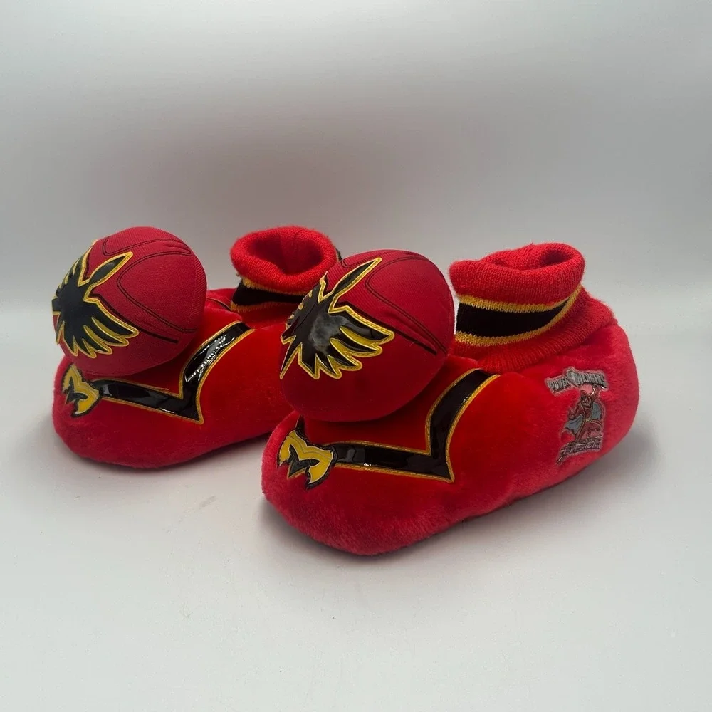 Vintage Power Rangers Mystic Force Red Kids Size‎ 12/13 Plush Slippers 2006 Y2K